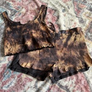 Women’s ribbed plus size tie dye set